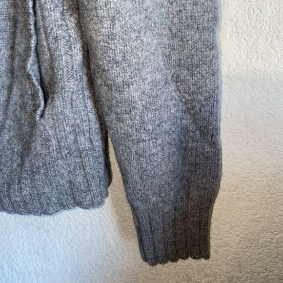 Vintage Express Lambs Wool Full Zip Cardigan Sweater Cable Knit Chunky L Gray - Picture 5 of 10